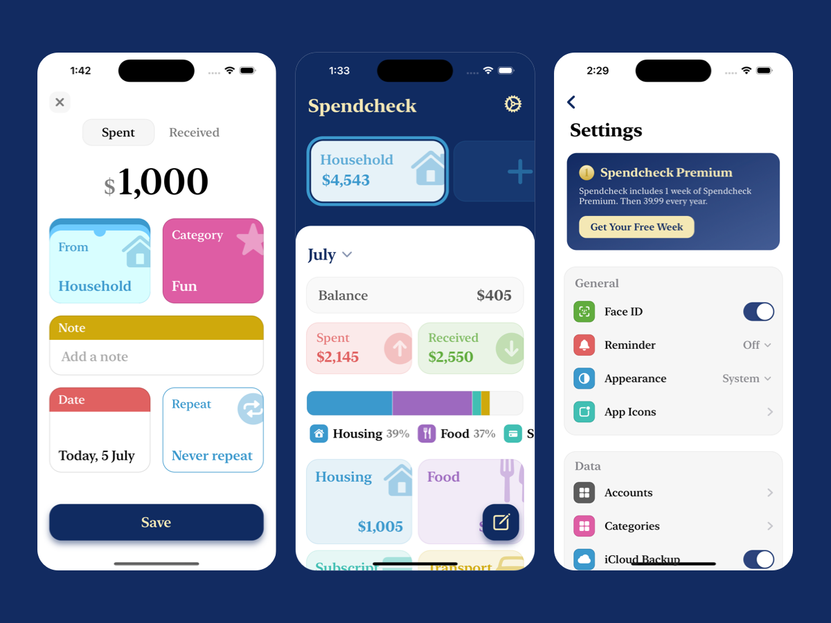Spendcheck Application Screenshot - Expense Tracking and Budget Management